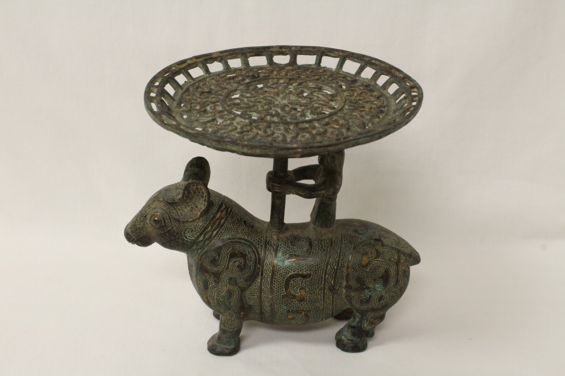 Chinese archaic style bronze candle holder (1 of 10)