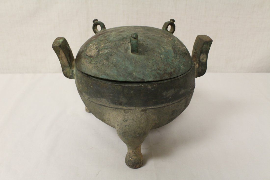 Chinese archaic style bronze covered ding (1 of 10)