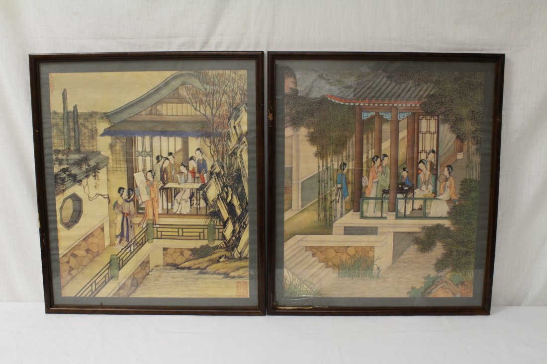 2 rosewood framed prints depicting garden scene (1 of 10)