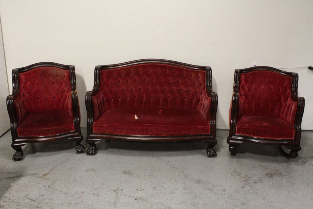 3 pieces mahogany empire period parlor set (1 of 10)
