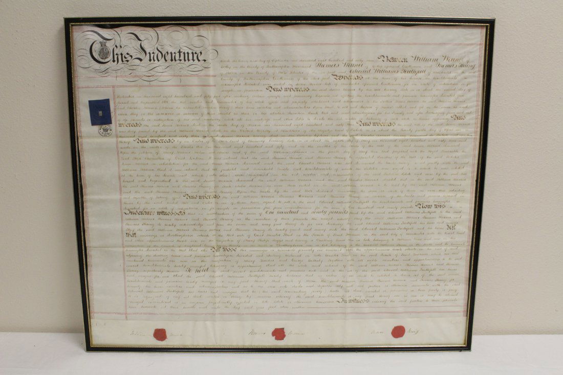Original 19th c. hand written land deed, dated (1 of 10)