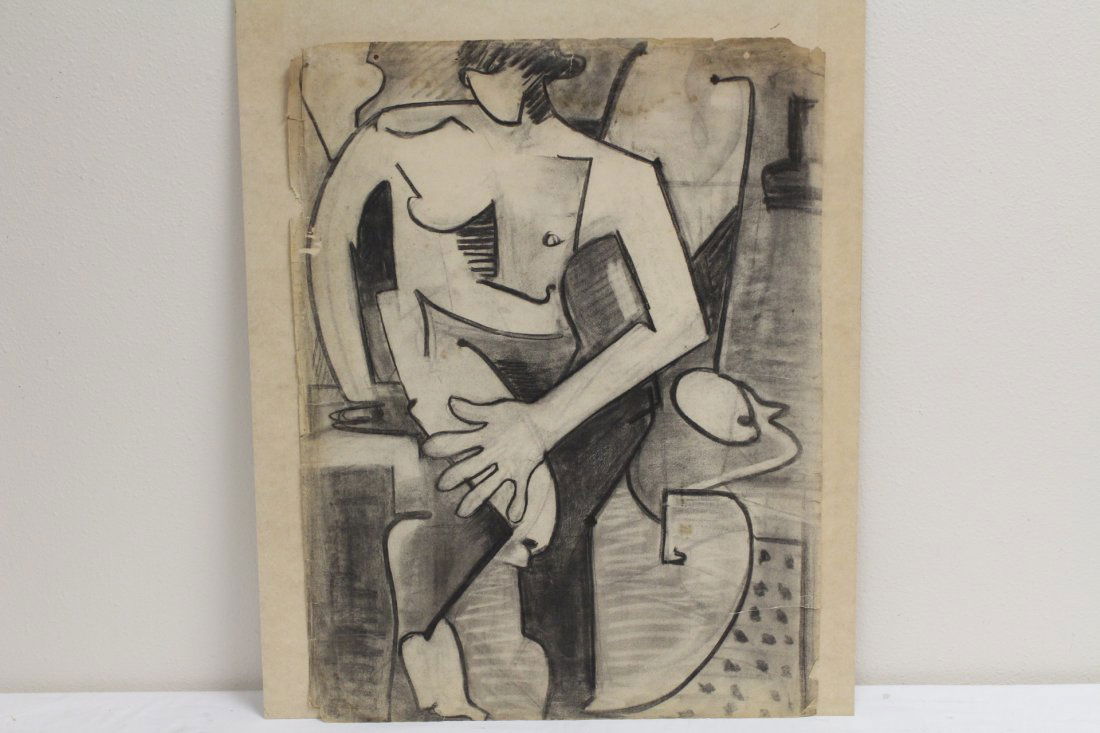 Charcoal on paper, unsigned, attributed to Hans Hoffman (1 of 10)