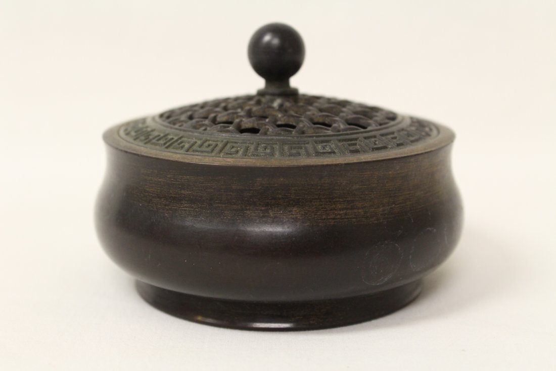 A very heavy small bronze censer (1 of 10)