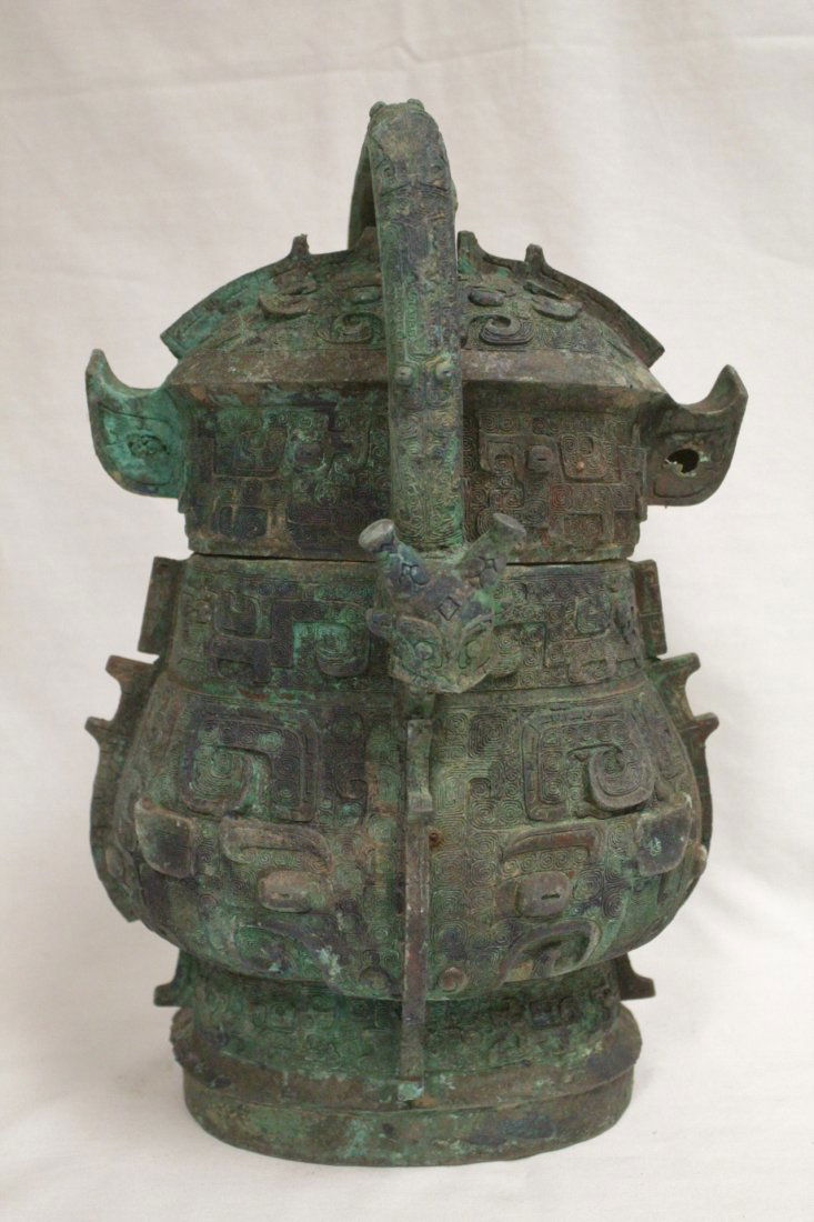 Very fancy Chinese archaic style bronze hu (1 of 10)
