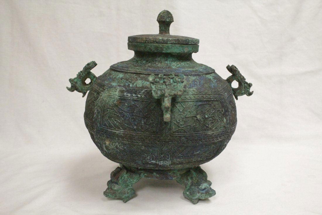 20th century re-issue archaic style bronze covered jar (1 of 10)