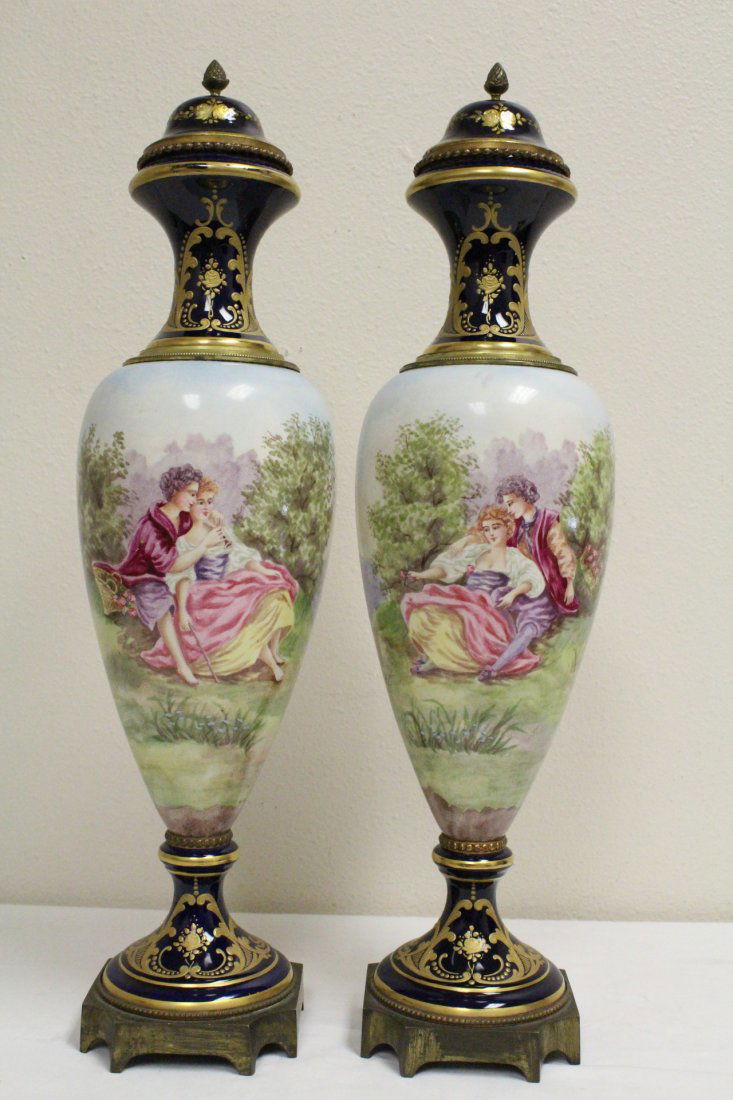 Pair French antique Sevre's covered vases (1 of 10)