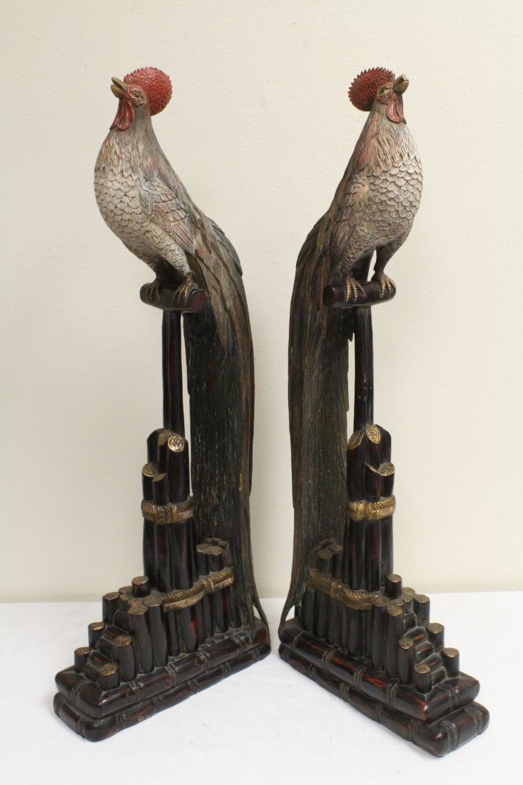 Pr 1930's early art deco polychrome wood carving (1 of 10)