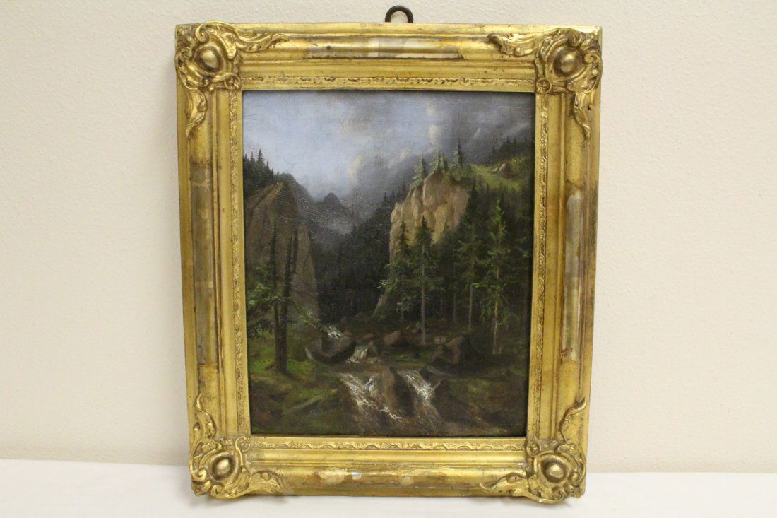 Oil on paper laid on canvas signed Albert Bierstadt (1 of 9)