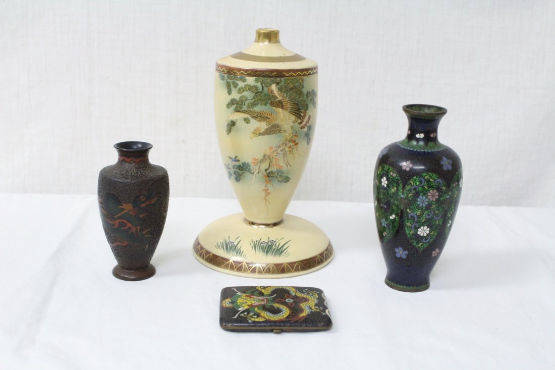 3 cloisonne pc & an early 20th c. satsuma lamp base (1 of 10)