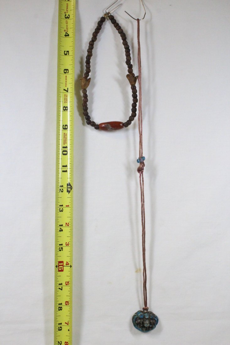 A nut bead necklace, & a Tibetan enamel silver pc (1 of 10)