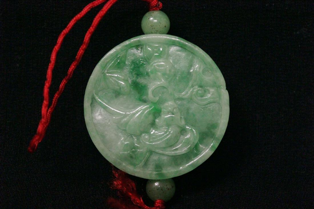Chinese translucent apple green jadeite carving (1 of 8)