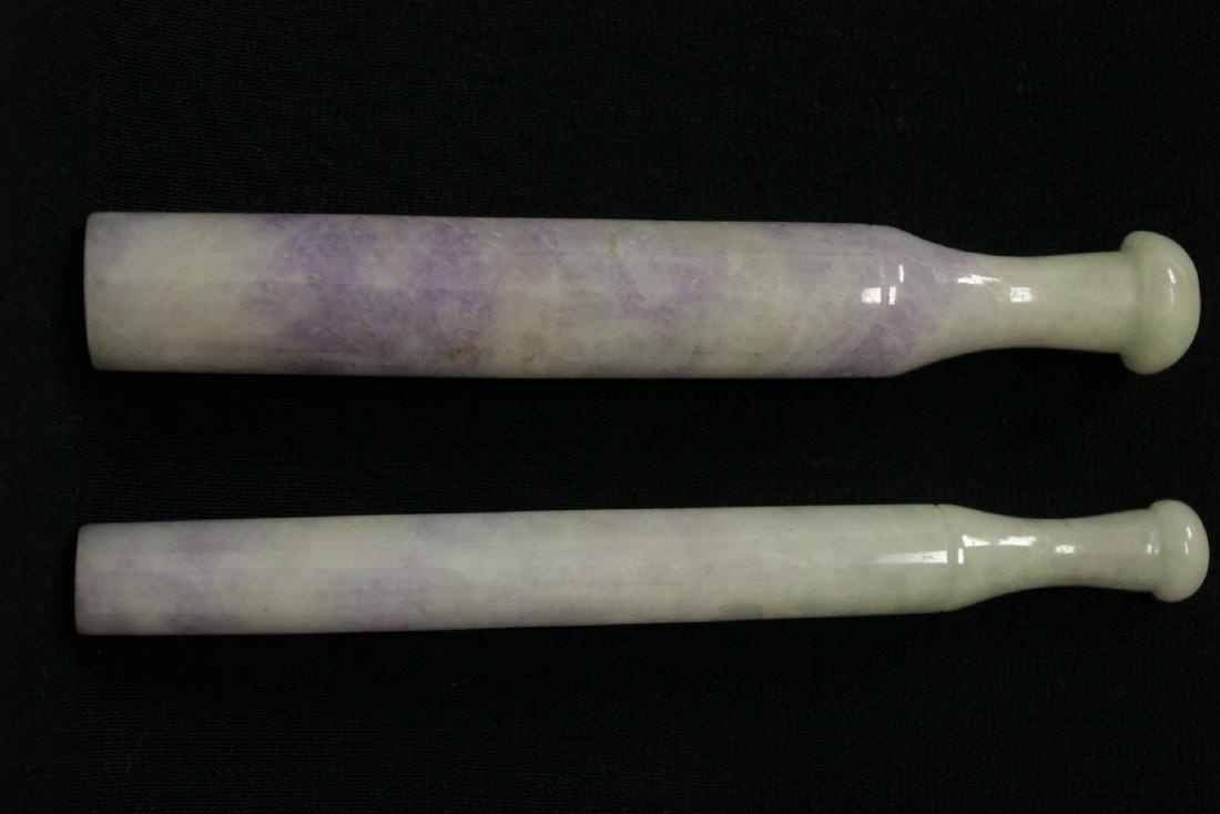 2 lavender jadeite carved cigarette holders (1 of 9)