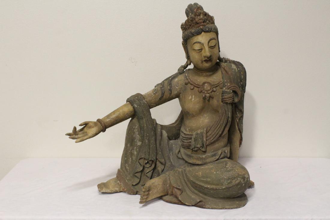 A large wood carved seated Buddha (1 of 10)