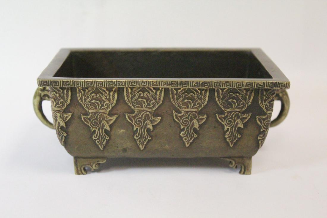Chinese vintage bronze rectangular censer (1 of 10)
