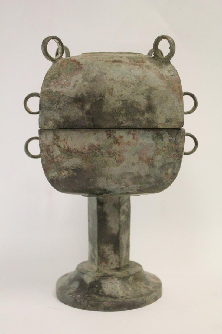 Chinese archaic style bronze covered food vessel (1 of 10)