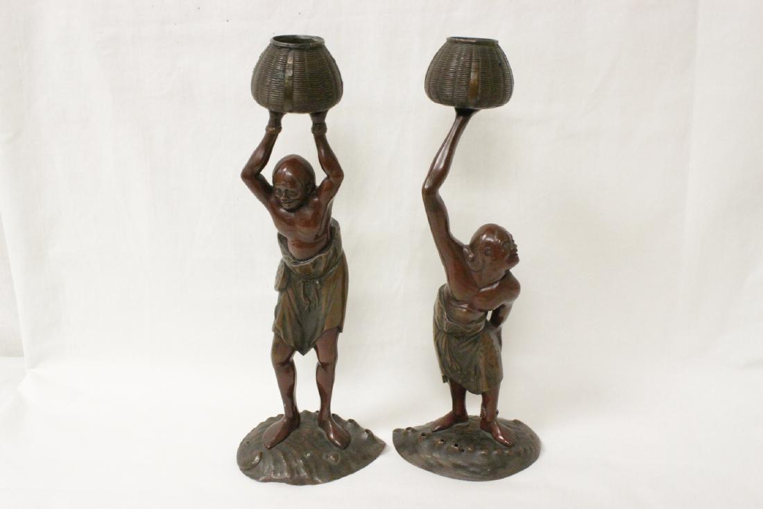 Pair rare Japanese 19th century bronze sculpture (1 of 10)