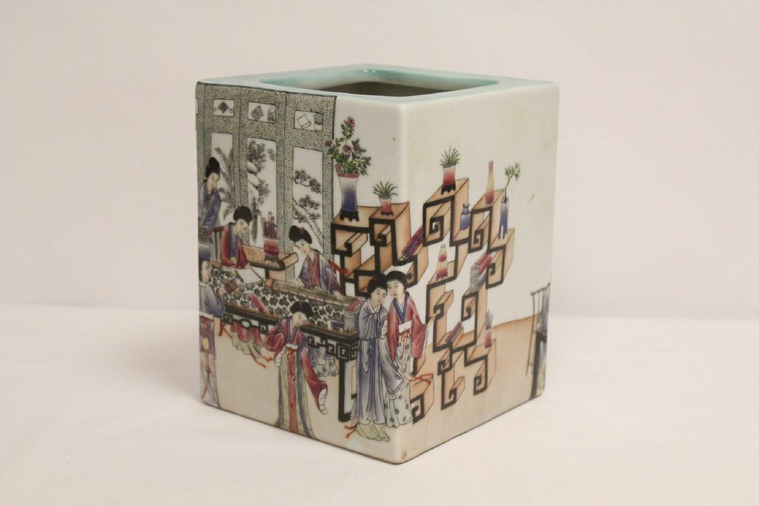 Chinese square porcelain brush holder (1 of 10)