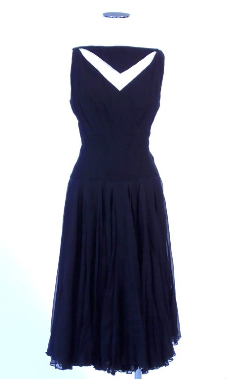 A black silk chiffon dress by Estevez: A black silk chiffon dress by Estevez