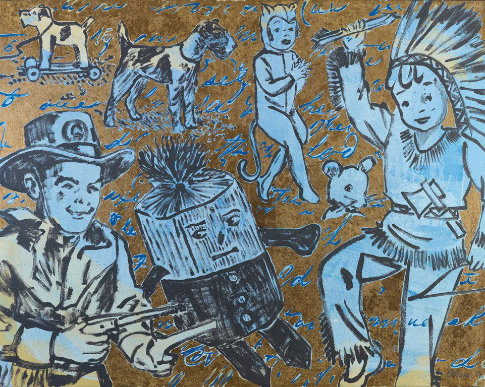 DAVID BROMLEY (BORN 1960) Cowboys and Indians Oi: DAVID BROMLEY (BORN 1960) Cowboys and Indians Oil on canvas 121 x 152cm Provenance Tim Olsen Gallery, Sydney