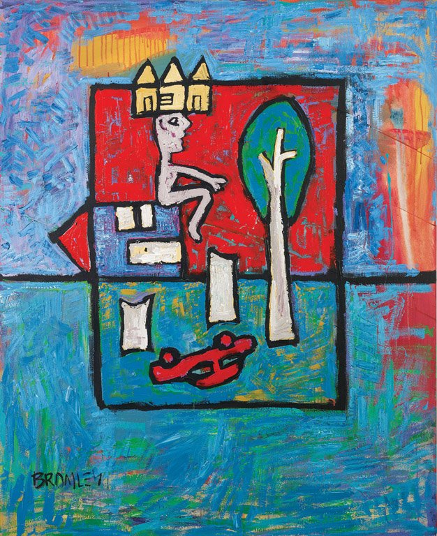 DAVID BROMLEY (BORN 1960) ‘Untitled’ oil on canva: DAVID BROMLEY (BORN 1960) ‘Untitled’ oil on canvas labelled to Coventry (Chandler Coventry) Sutherland street Paddington signed lower left 111 x 137cm