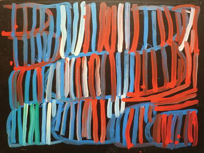 MINNIE PWERLE (1922–2006) Alwely, 2003 synthetic p: MINNIE PWERLE (1922–2006) Alwely, 2003 synthetic polymer paint on canvas 60 x 45cm Provenance World Vision Walkabout Art, Sydney Accompanying certificate of authenticity from World Vision Walkabout
