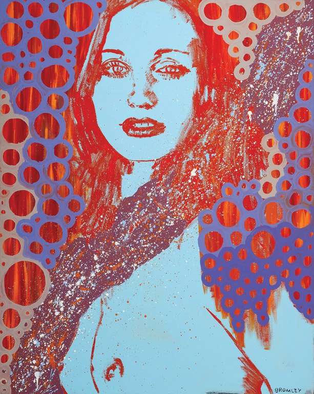 DAVID BROMLEY AND MICHAEL JAGAMARRA Untitled Sign: DAVID BROMLEY AND MICHAEL JAGAMARRA Untitled Signed Bromley lower right Further inscribed Michael Jagamarra and David Bromley and dated 2002 on stretcher 152 x 122cm