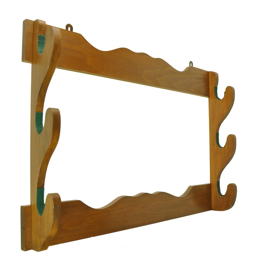 Seven various gun or sword wall racks approximately 64c: Seven various gun or sword wall racks approximately 64cm wide