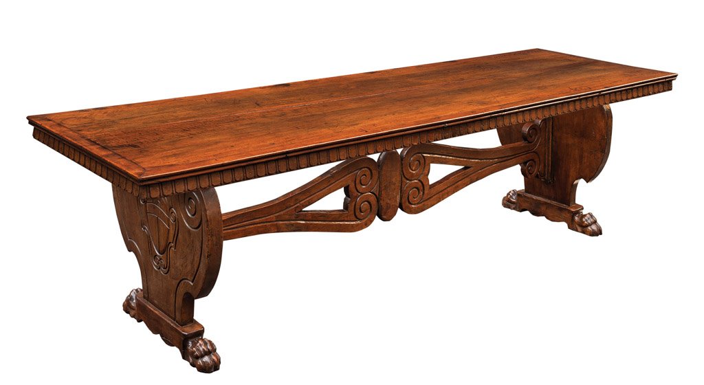 A large Italian Antique walnut refectory or dining tabl: A large Italian Antique walnut refectory or dining table,part 16/17th century 80cm high 290cm long 92cm deep Provenance John Dunn Antiques, Melbourne