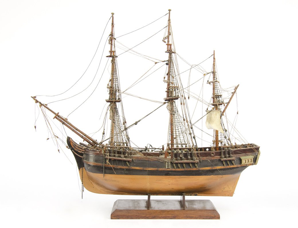 A model of a three masted galleon wood stream and: A model of a three masted galleon wood stream and metal approximately 55cm long and 48cm high