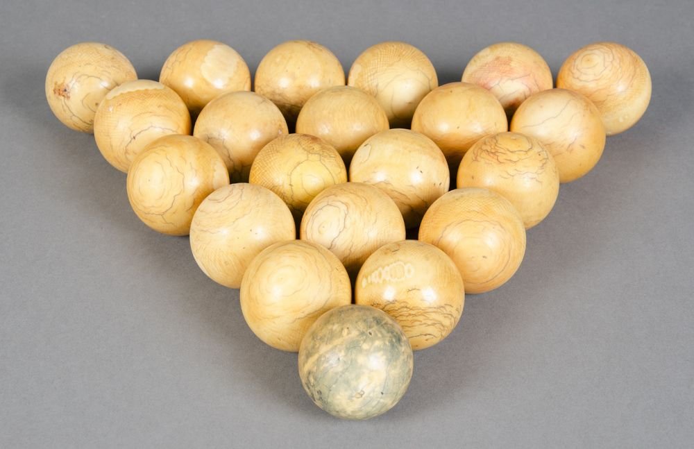 ANTIQUE IVORY BILLIARD BALLS, c1870s80s, group of 24.