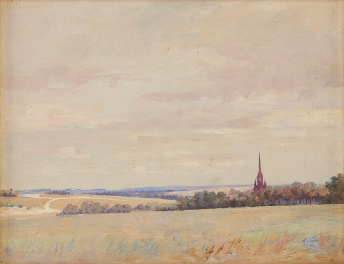 WILLIAM FREDERICK LONGSTAFF (1879-1953), Landscape,: WILLIAM FREDERICK LONGSTAFF (1879-1953), Landscape, Northern France, oil on canvas on board, signed 'WILL LONGSTAFF' lower left, 29.5 x 38 cm