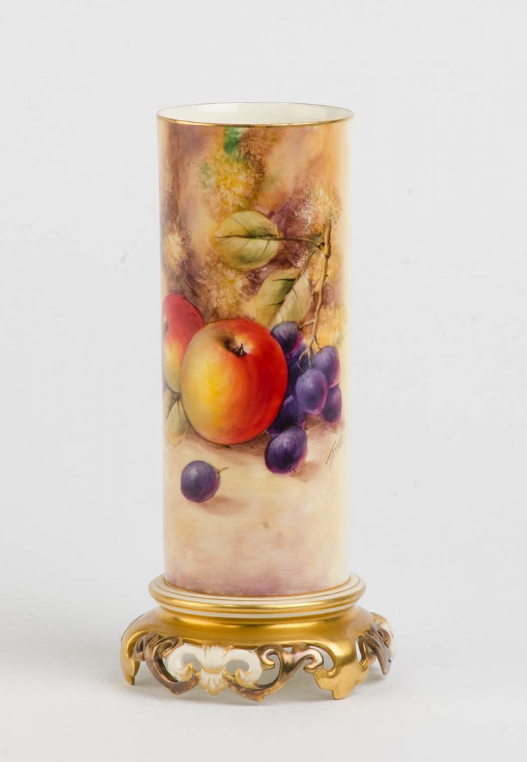 A Royal Worcester hand-painted porcelain spill vase: A Royal Worcester hand-painted porcelain spill vase signed John Smith, English, post 1990 21cm high