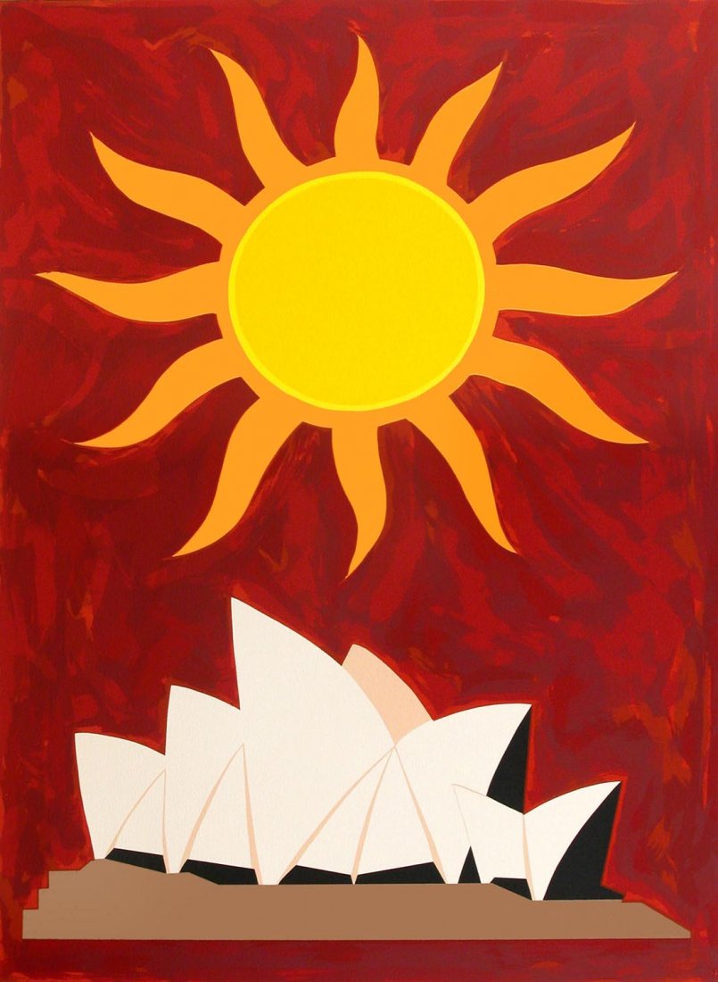 JOHN COBURN (1925-2006) Sun and Sydney Opera House: JOHN COBURN (1925-2006) Sun and Sydney Opera House 1993 screenprint 50/99 signed, dated, titled and editioned to margin 66.5 x 50 cm