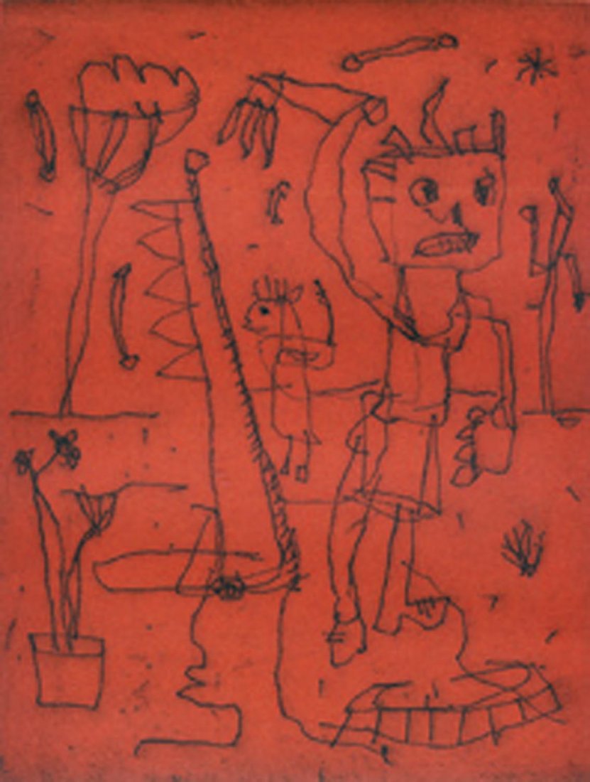 DAVID SCOTT LARWILL (1956-2011) Director 2002: DAVID SCOTT LARWILL (1956-2011) Director 2002 etching BAT signed, dated, titled and editioned to margin 19.5 x 14.5 cm