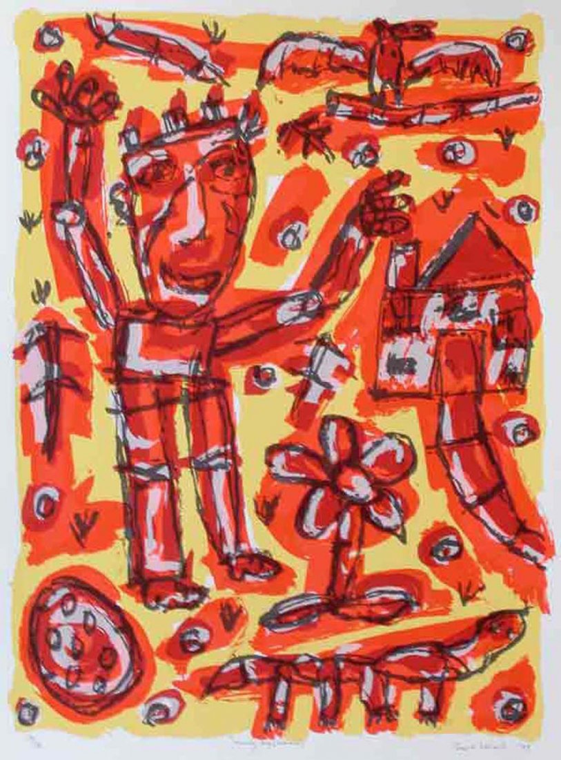 DAVID SCOTT LARWILL (1956-2011) Waving Boy (Summer): DAVID SCOTT LARWILL (1956-2011) Waving Boy (Summer) 1999 screenprint H/C I signed, dated, titled and editioned to margin 66 x 48 cm