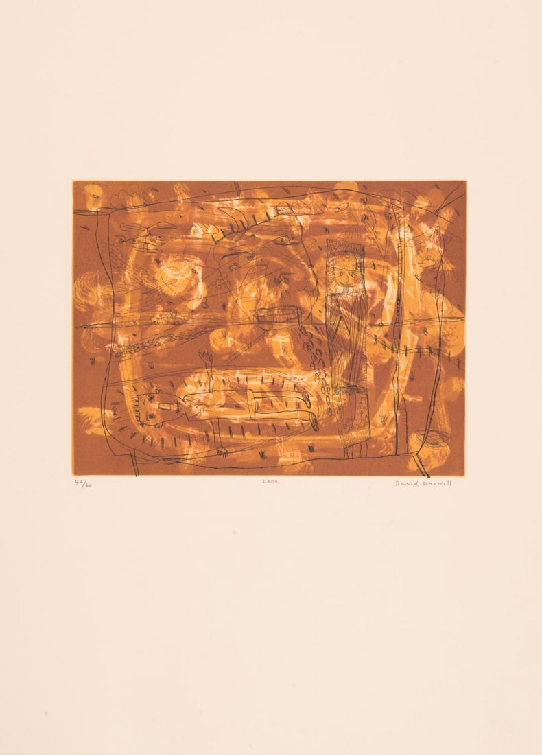 DAVID SCOTT LARWILL (1956-2011) Untitled 2002: DAVID SCOTT LARWILL (1956-2011) Untitled 2002 etching 42/60 signed, dated and editioned to margin 29.5 x 39.5 cm