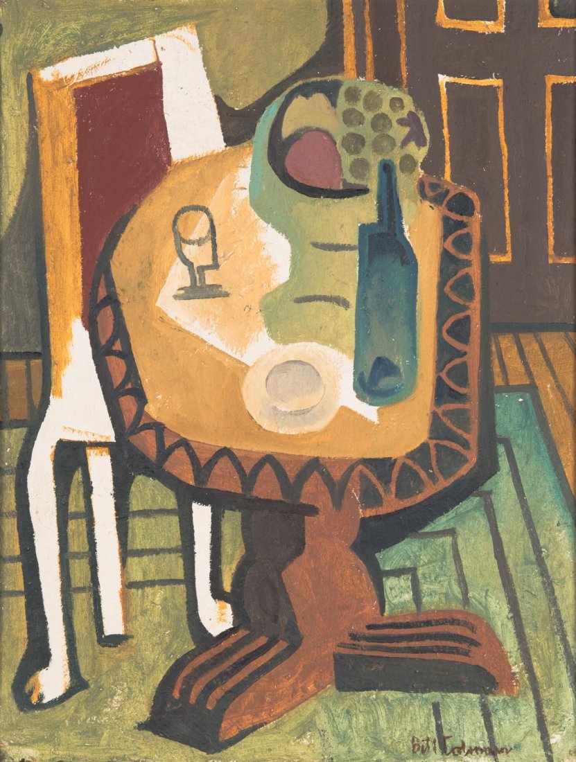 WILLIAM (BILL) STEPHEN COLEMAN (1922-1993) Deco Table: WILLIAM (BILL) STEPHEN COLEMAN (1922-1993) Deco Table circa 1952 oil on board signed lower right: Bill Coleman 51 x 39 cm