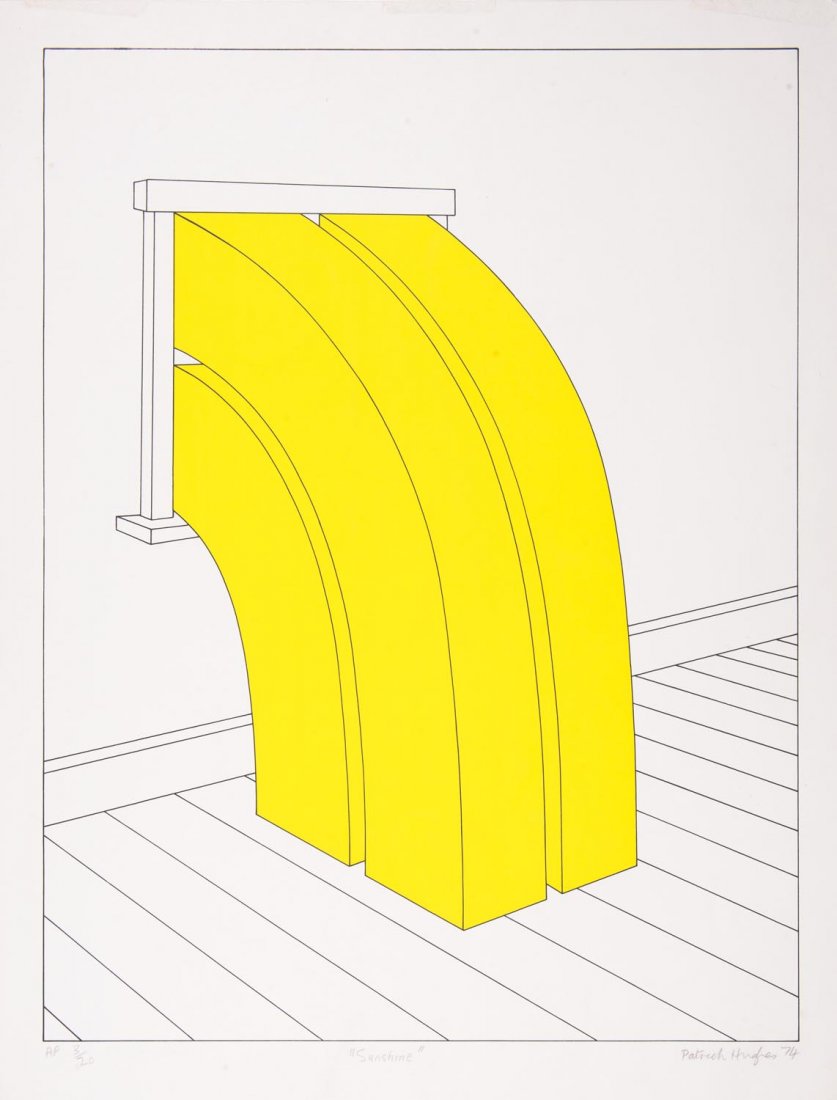 PATRICK HUGHES (BRITISH, BORN 1939) Sunshine 1974: PATRICK HUGHES (BRITISH, BORN 1939) Sunshine 1974 screenprint A/P 3/20 signed, dated, titled and editioned to margin 81.5 x 61 cm