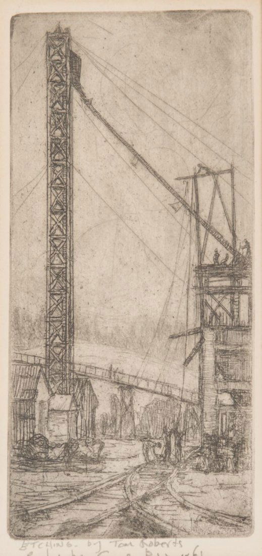TOM ROBERTS, Untitled, etching, printed by George Bell: TOM ROBERTS, Untitled, etching, printed by George Bell 1961, 18.5 x 9 cm