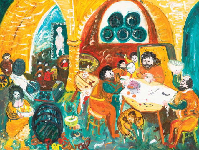 John De Burgh Perceval (1923 2000) Christ Dining At