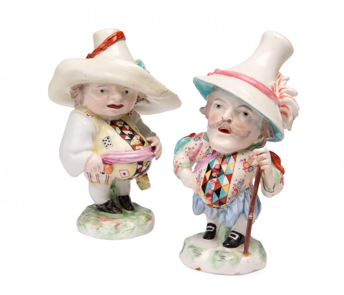 A pair of Derby Mansion House dwarfs, bases inscribed (1 of 1)