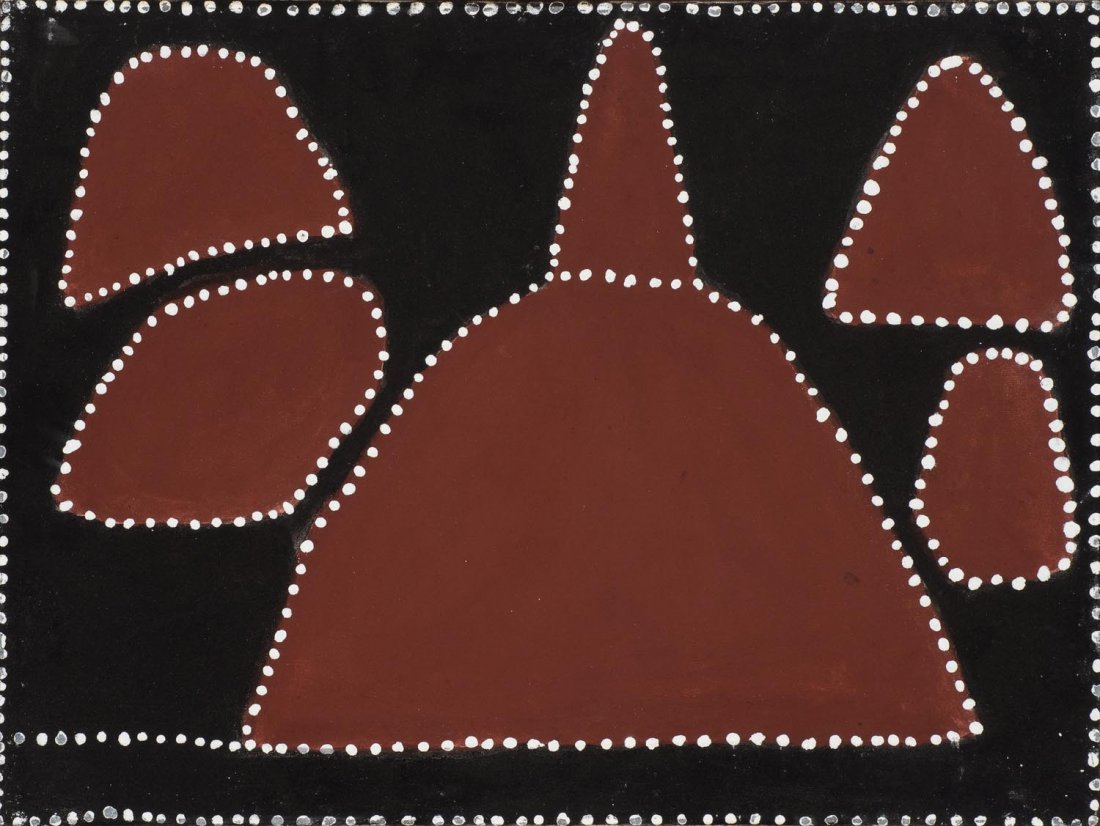 QUEENIE MCKENZIE (NAKARRA) (1916-1998) Loomoogoo: QUEENIE MCKENZIE (NAKARRA) (1916-1998) Loomoogoo (1990) natural earth pigments on canvas bears Waringarri Aboriginal Arts cat. no. AP0036 verso 45.5 x 60.9 cm PROVE