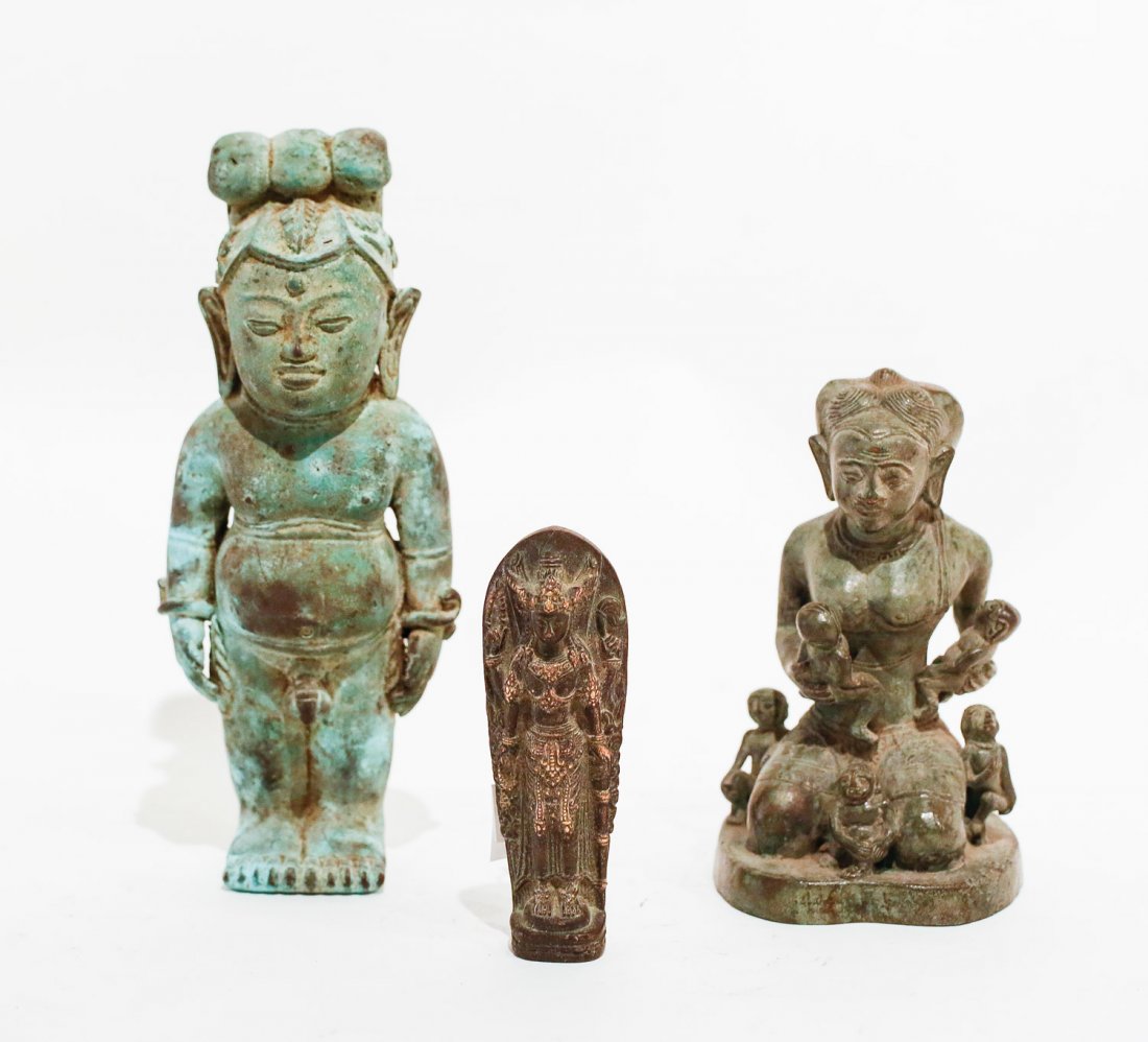 Three Indonesian bronze temple figures, 20th century (1 of 1)