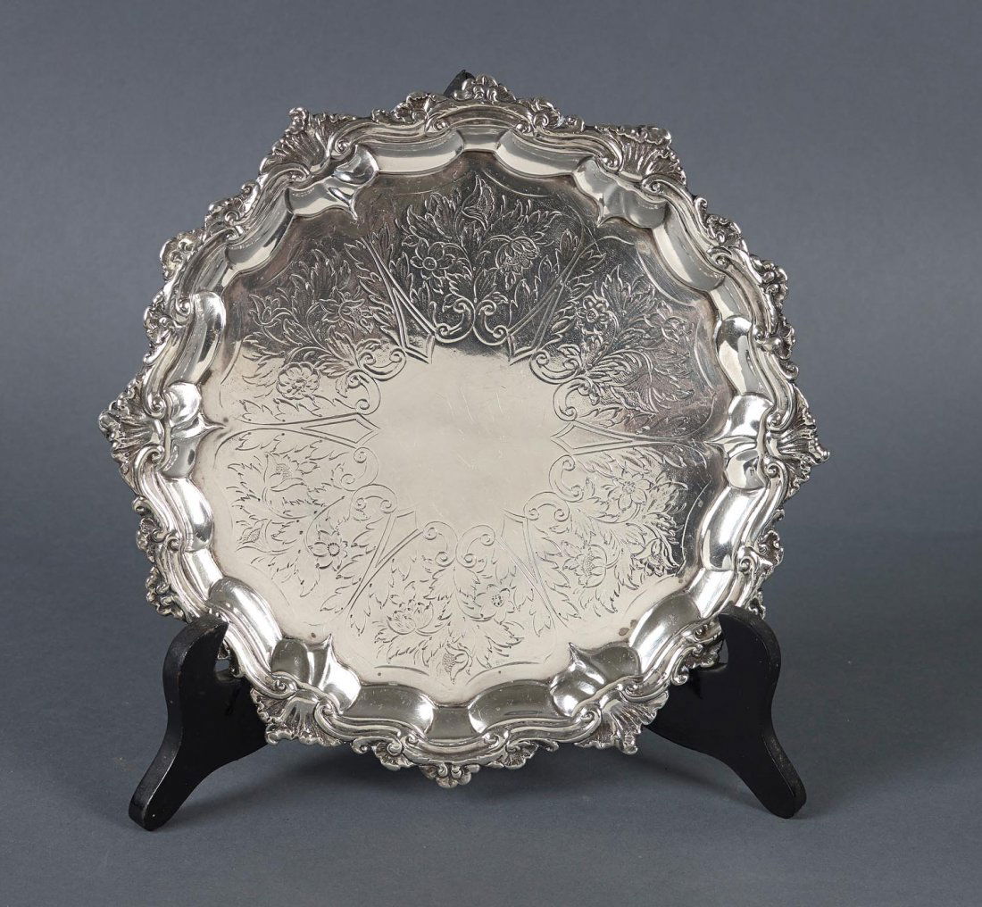 A William IV sterling silver circular salver by John: A William IV sterling silver circular salver by John White, London 1830 24cm diameter 470grams