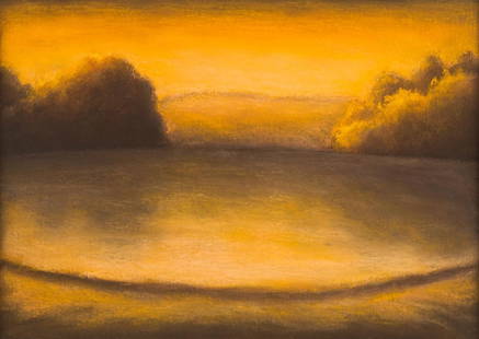 PETER BOOTH (BORN 1940) The Lake 1986: PETER BOOTH (BORN 1940) The Lake 1986 conte on paper bears Lauraine Diggins Gallery label verso 40 x 56.5 cm