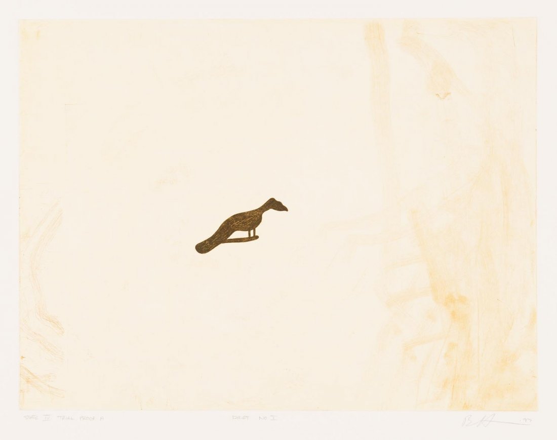 BRENT HARRIS (BORN 1956) Drift No. I 1997: BRENT HARRIS (BORN 1956) Drift No. I 1997 aquatint and soft ground etching state IV trial proof A signed, dated, titled and editioned to margin 27 x 36.5 cm