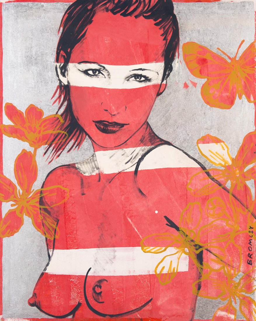 DAVID BROMLEY (BORN 1960) Romy: DAVID BROMLEY (BORN 1960) Romy acrylic on canvas signed upper right: BROMLEY 152 x 121.5cm