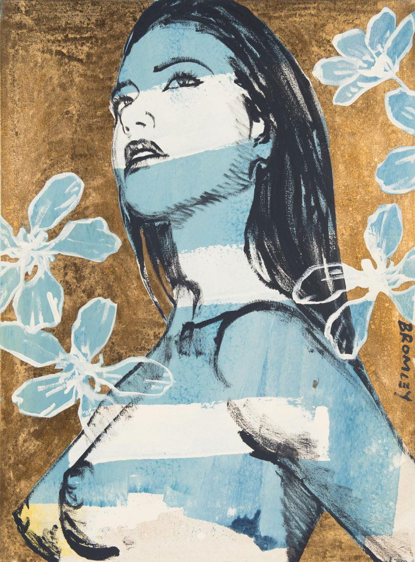 DAVID BROMLEY (BORN 1960) Cheyanne: DAVID BROMLEY (BORN 1960) Cheyanne acrylic and gold leaf on canvas signed centre right: BROMLEY 121.5 x 91cm