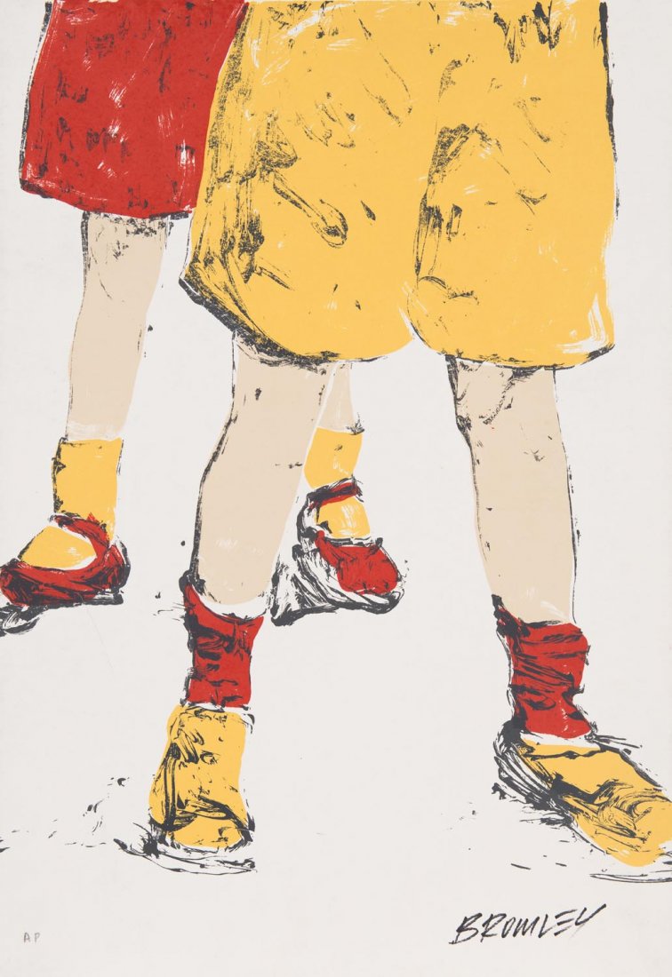 DAVID BROMLEY (BORN 1960) Footsteps: DAVID BROMLEY (BORN 1960) Footsteps screenprint signed and editioned lower left and right: BROMLEY AP 70 x 48.5cm