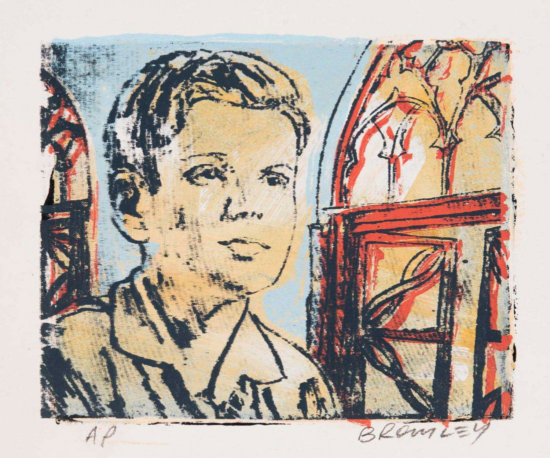DAVID BROMLEY (BORN 1960) Boy and Architecture: DAVID BROMLEY (BORN 1960) Boy and Architecture screenprint signed and editioned to margin: BROMLEY AP titled verso: Boy & architecture 23 x 28.5cm